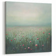 Misty Wildflower Meadow - Abstract Floral Art in Green and Pink