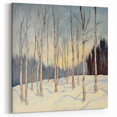 Golden Horizon - Abstract Floral Wall Art with Winter Serenity