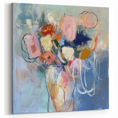 Violet Symphony - Abstract Floral Wall Art with Bold Elegance