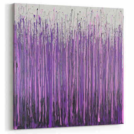 Amethyst Cascade - Abstract Floral Wall Art with Vibrant Violet Hues