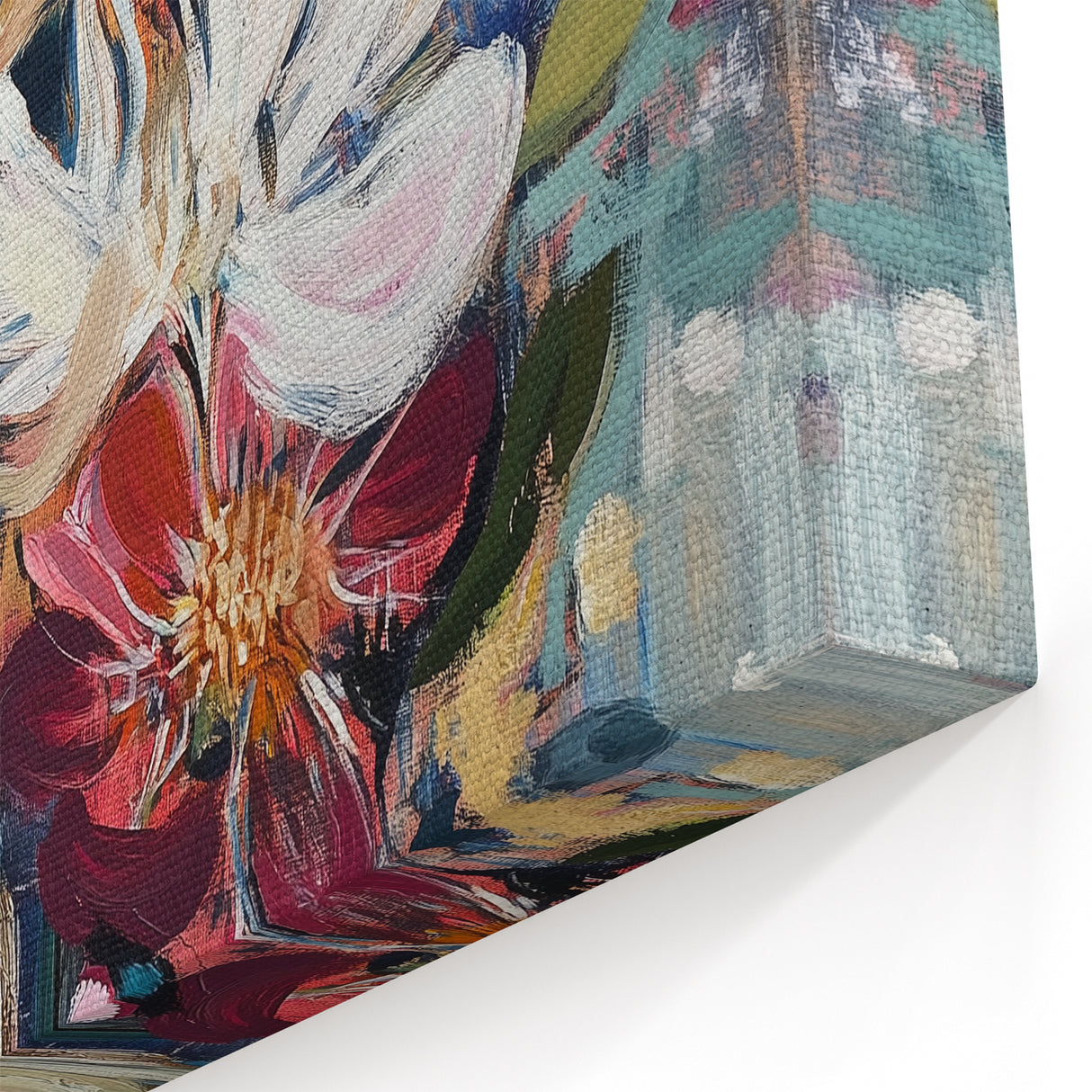 Vibrant Abstract Botanical Canvas - Contemporary Floral Wall Art