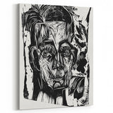 Expressionist Art - Monochrome Portrait in Bold Woodcut Style