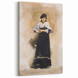 Romantic Art Prints: Young Woman with a Black Skirt - Timeless Portrait