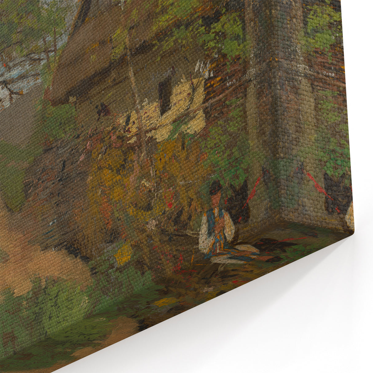Romanticism Art: Wooden Belfry and Rustic Village Canvas Print