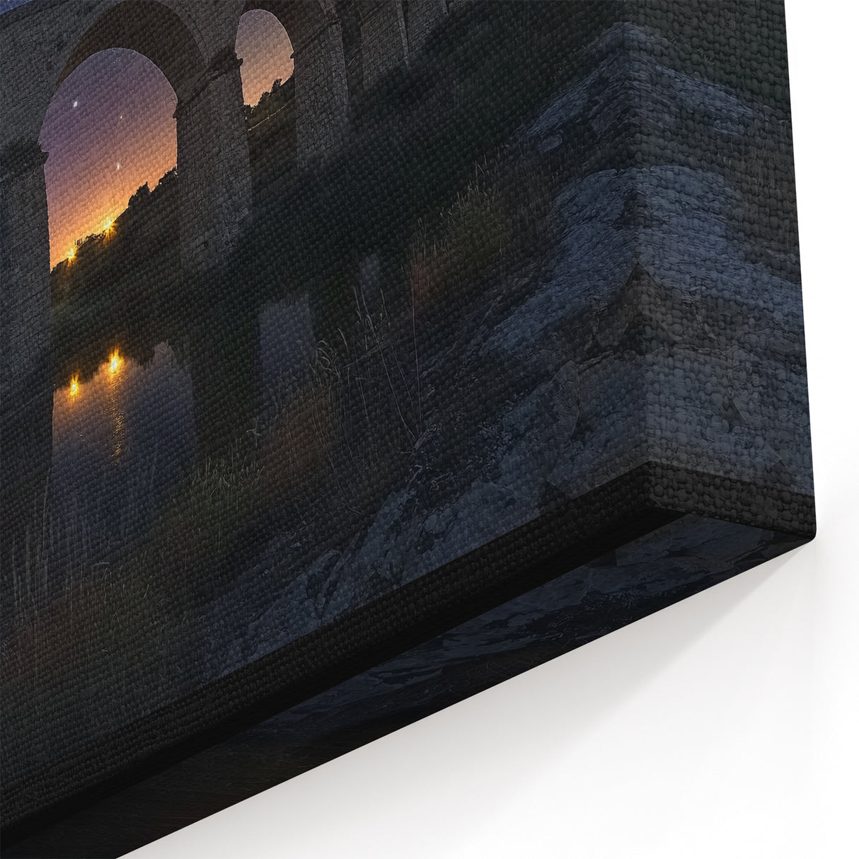 Nighttime Bridge Wall Art - Starry Sky Scenic Canvas Print