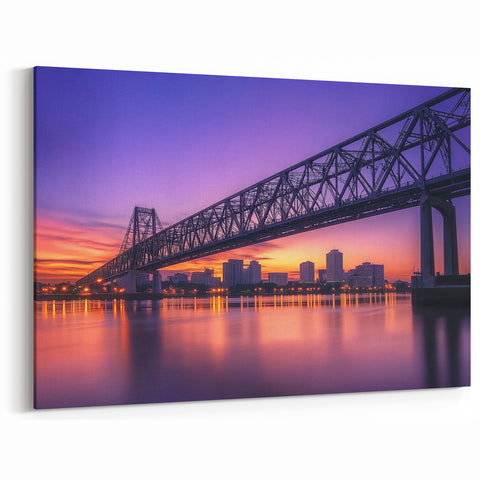 Cityscape Bridge at Sunset - Vibrant Urban Landscape Art