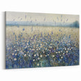Serene Floral Abstract Canvas - Blue and White Botanical Artwork