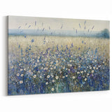 Serene Floral Abstract Canvas - Blue and White Botanical Artwork