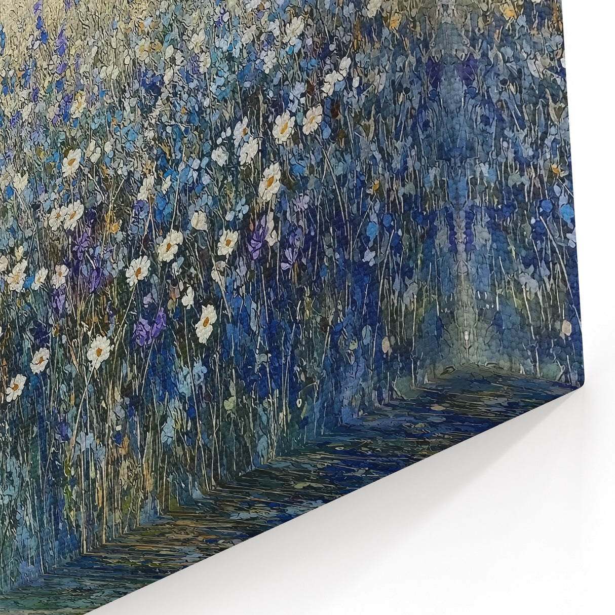 Serene Floral Abstract Canvas - Blue and White Botanical Artwork