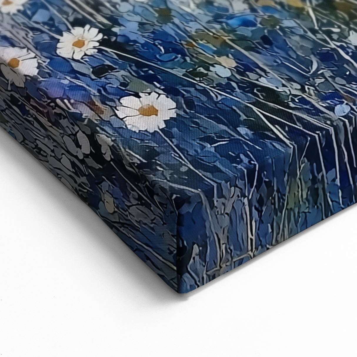 Serene Floral Abstract Canvas - Blue and White Botanical Artwork