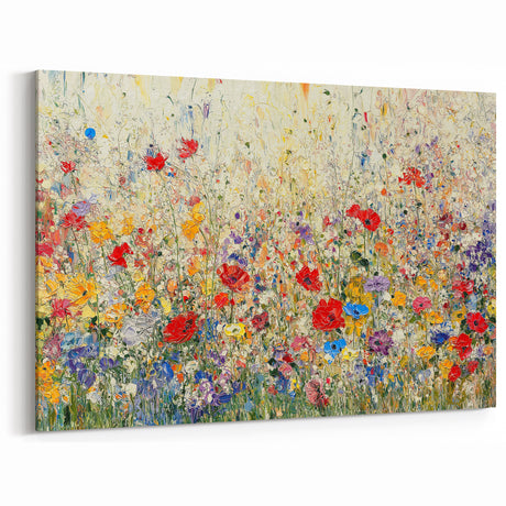Vibrant Floral Abstract Canvas - Colorful Meadow Botanical Artwork