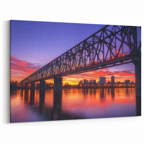 Twilight Bridge with City Lights - Reflective Urban Landscape