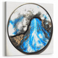 Abstract Waterfall in Blue and Black - Circular Geometric Wall Art