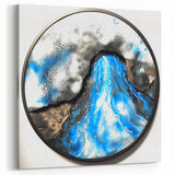 Abstract Waterfall in Blue and Black - Circular Geometric Wall Art