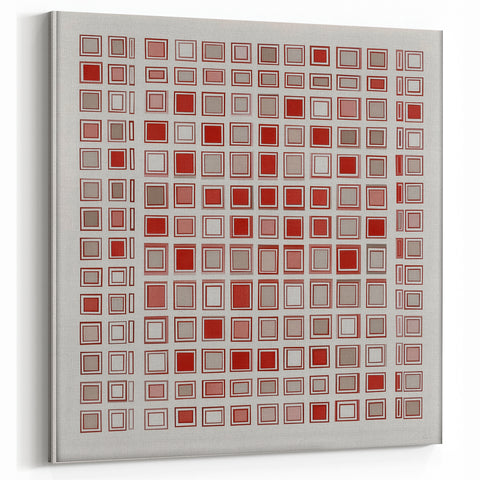 Red and Beige Geometric Squares - Modern Abstract Wall Art