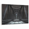Snowy Iron Bridge at Night - Dramatic Winter Landscape Art