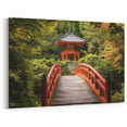 Japanese Garden Bridge with Pagoda - Serene Landscape Art