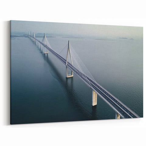 Scenic Bridge Art - Modern Coastal Cable Bridge