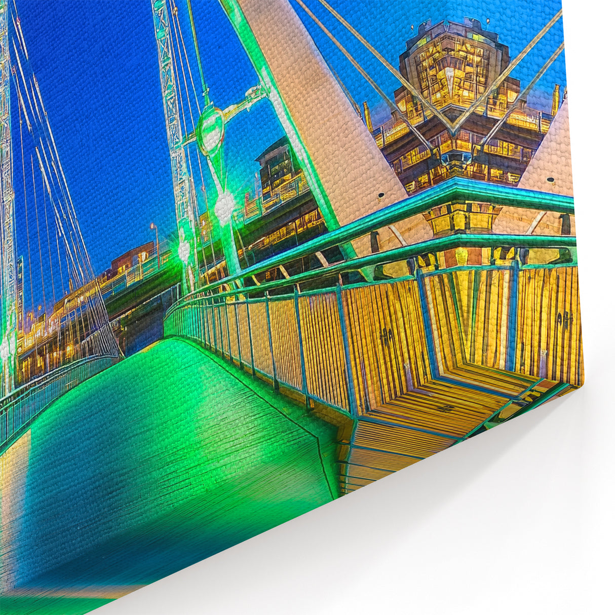 Scenic Bridge Art - Modern Green Illuminated Arch
