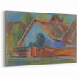 Modern Wall Art – Vibrant Blue Village Cottage