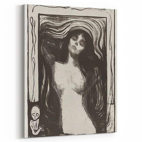 Edvard Munch's Madonna - Iconic Black and White Expressionist Print