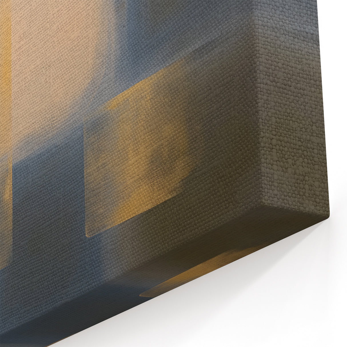 Contemporary Abstract Canvas - Muted Blue and Gold Geometric Wall Art