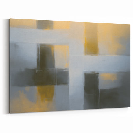 Modern Geometric Wall Art - Muted Gray and Gold Abstract Patterns