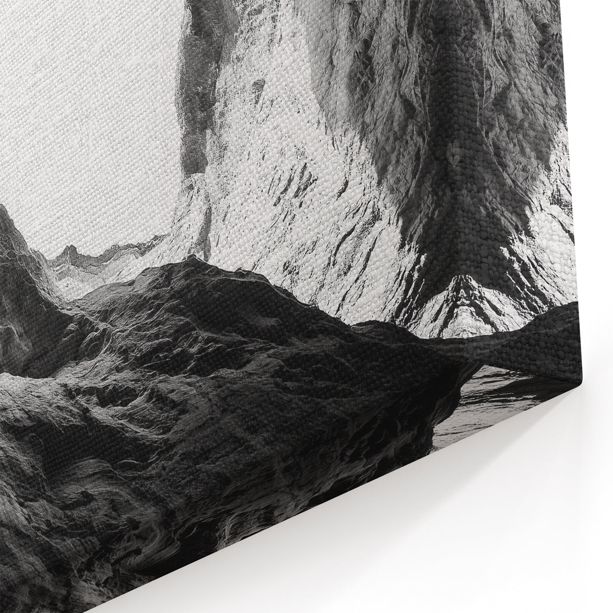 Monochrome Canyon Wall Art - Dramatic Black and White Canvas Prints