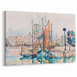 Modern Wall Art: Abstract Harbor Scene with Vibrant Colors
