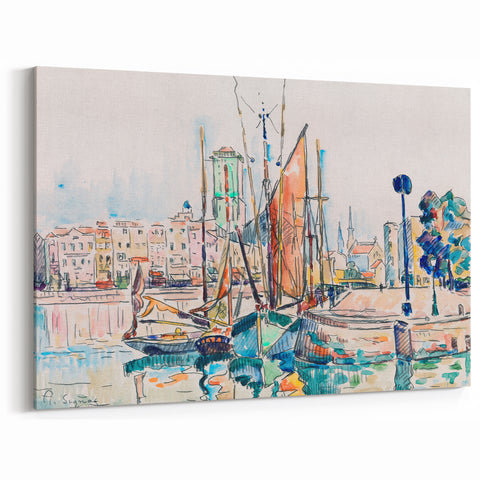 Modern Wall Art: Abstract Harbor Scene with Vibrant Colors
