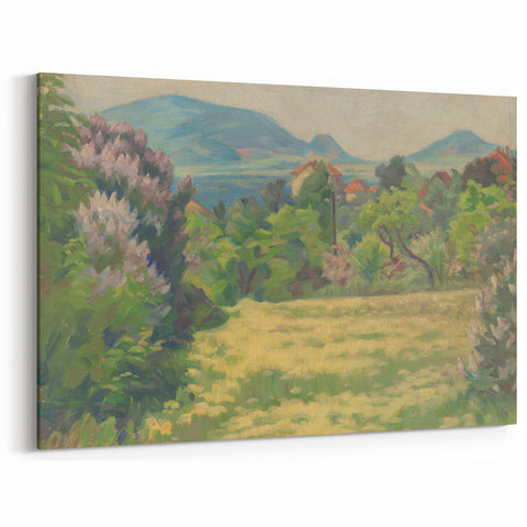Modern Wall Art: Tranquil Countryside with Blooming Lilacs