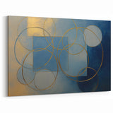 Geometric Abstract Wall Art - Contemporary Blue and Gold Design