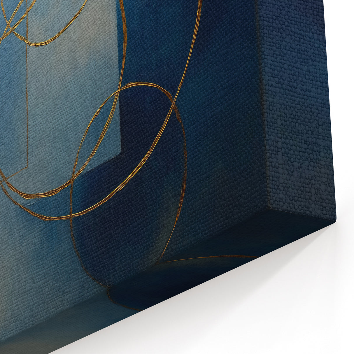 Geometric Abstract Wall Art - Contemporary Blue and Gold Design