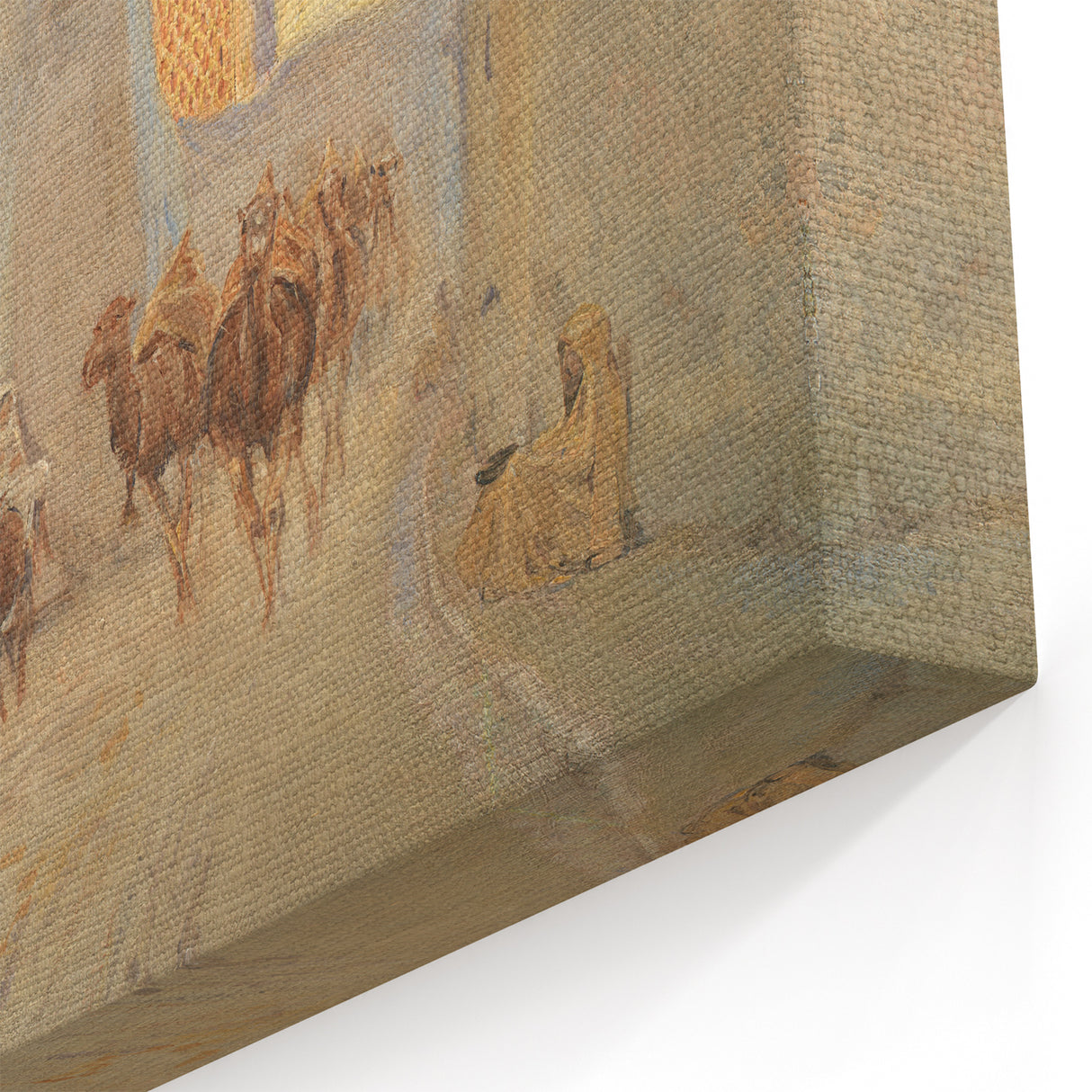 Modern Wall Art: Tranquil Street Scene with Camels in Tunis