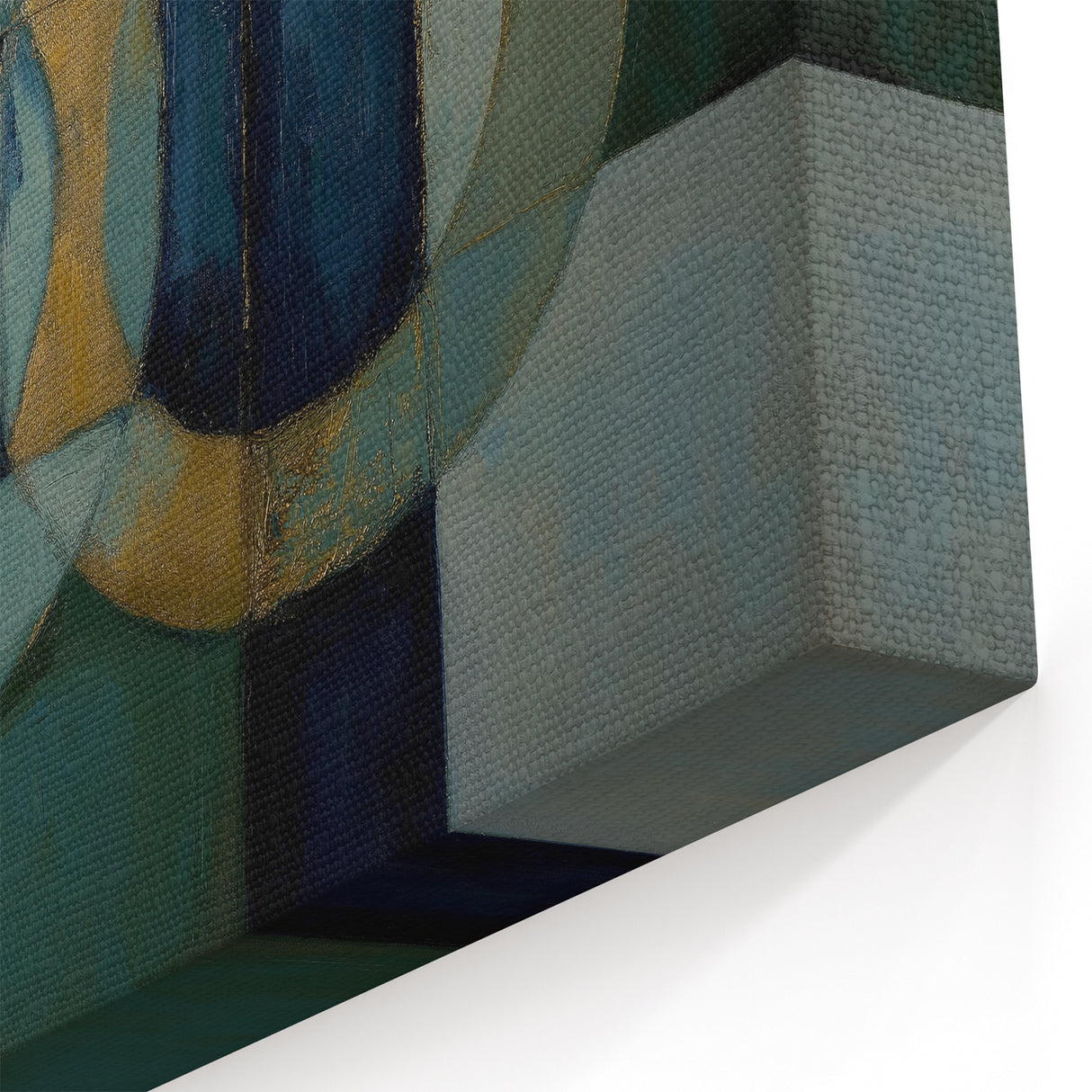 Contemporary Abstract Canvas - Teal and Gold Geometric Wall Art