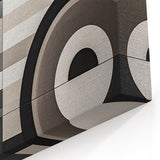 Abstract Geometric Paintings - Black, White, and Gray Circular Canvas