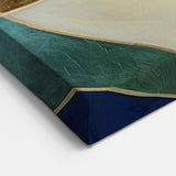 Geometric Abstract Paintings - Teal and Navy Modern Wall Art Canvas