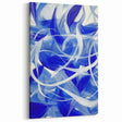 Abstract Geometric Wall Art - Blue and White Flowing Brushstrokes Canvas