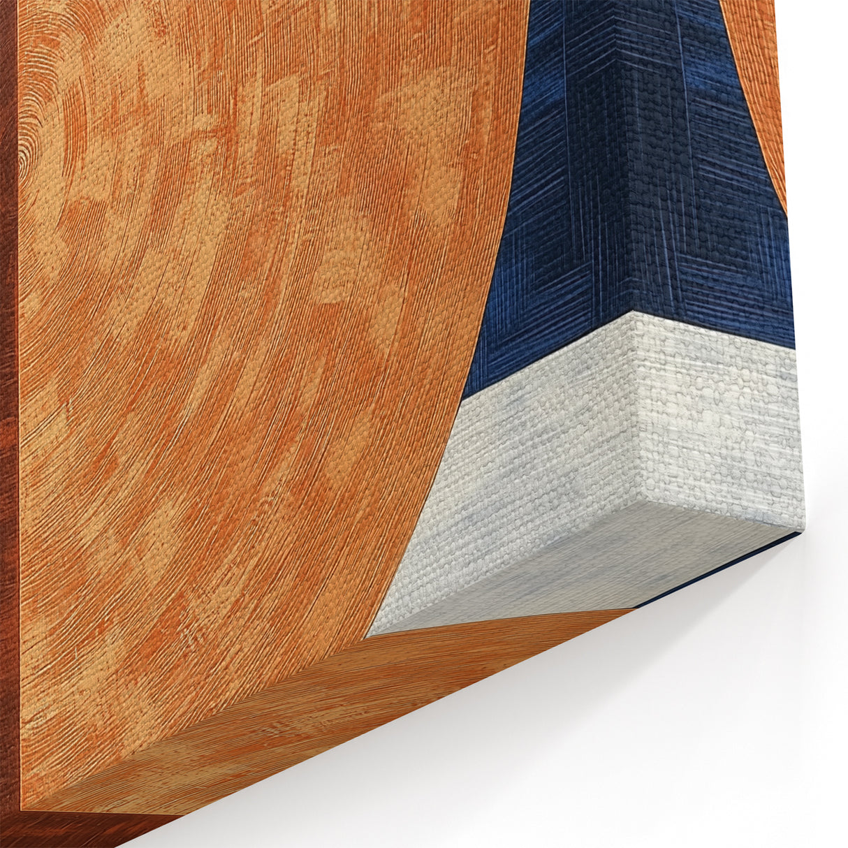 Abstract Geometric Wall Art - Bronze Circle with Navy and White Design