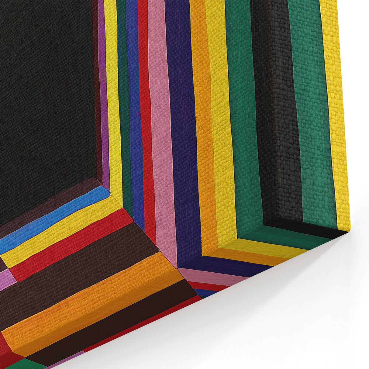Abstract Geometric Wall Art - Vibrant Striped Square with Multicolor Design