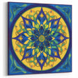 Abstract Geometric Paintings - Blue and Yellow Mandala Wall Art
