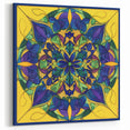 Abstract Geometric Paintings - Vibrant Yellow and Blue Mandala Art