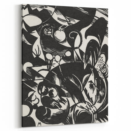 Dynamic Black & White Expressionist Wall Art - Abstract Animal Design