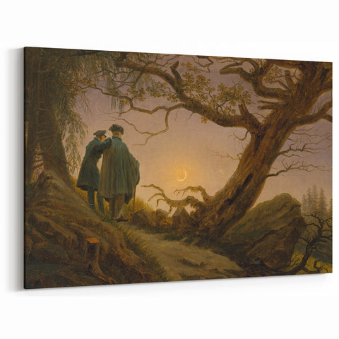 Romanticism Art - Two Men Contemplating the Moon - Classic Nightscape