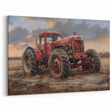 Vintage Tractor Service Vehicles Wall Art - Rustic Emergency Vehicle Print