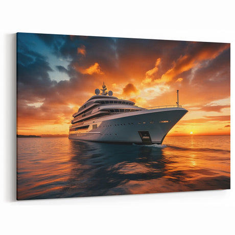 Luxury Yacht Service Vehicles Wall Art - Sunset Emergency Vessel Print
