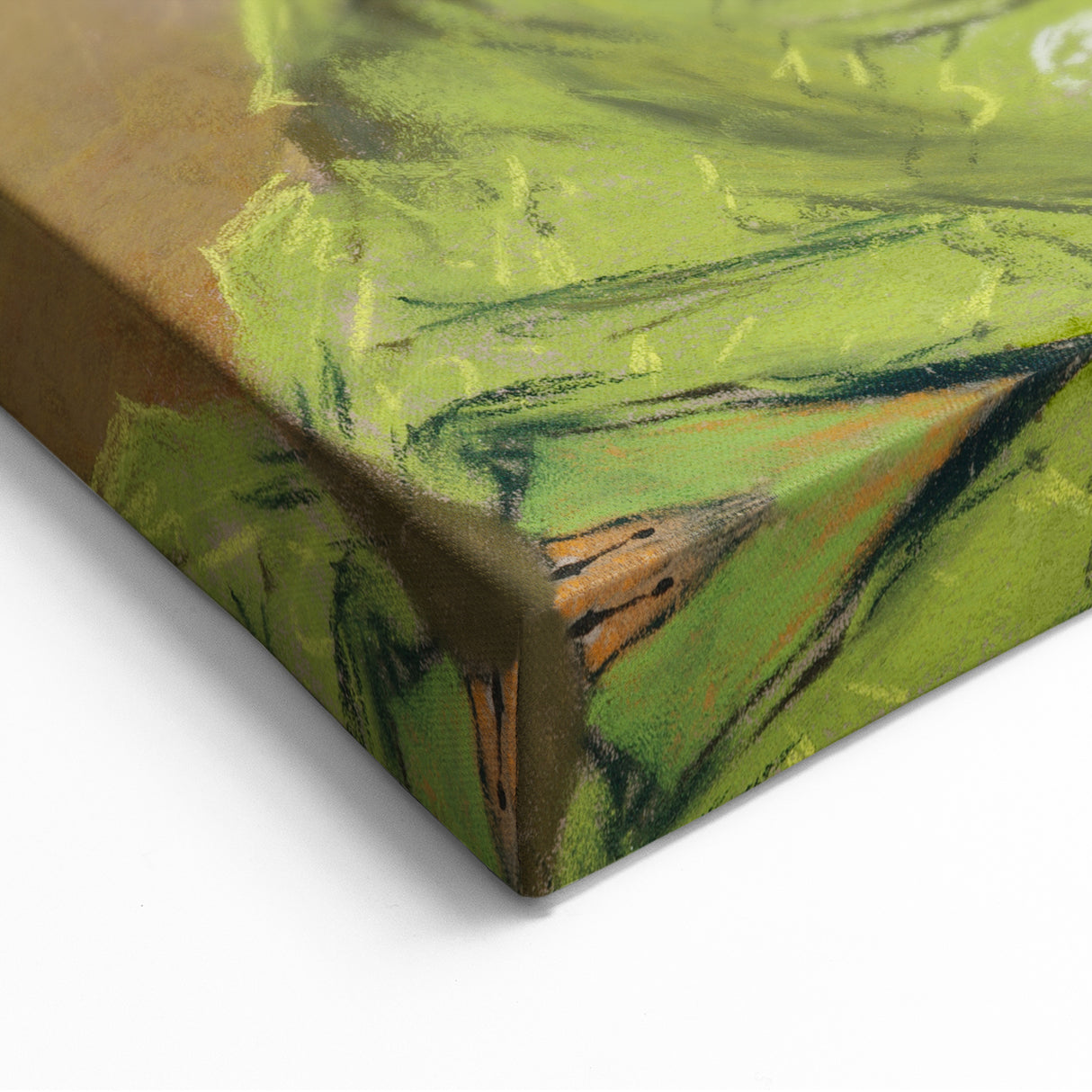 Modern Wall Art: Abstract Nude with Green Kimono and Gold Accents