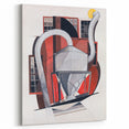 Modern Wall Art: Industrial Abstract Machinery in Red and Gray
