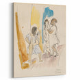 Modern Wall Art: Abstract Family Scene in Earthy Tones and Watercolors