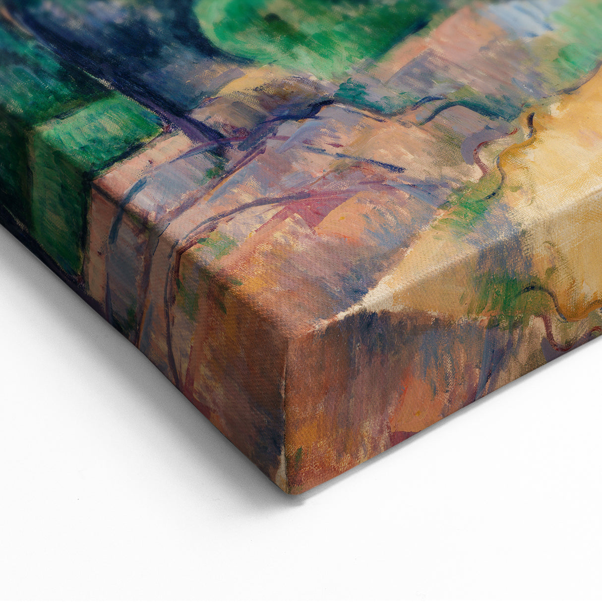 Modern Wall Art: Abstract Landscape with Vibrant Greens and Earthy Tones